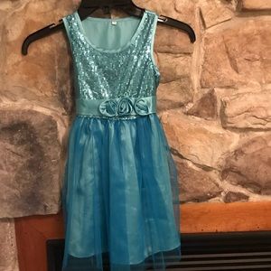 Teal blue sequin dress